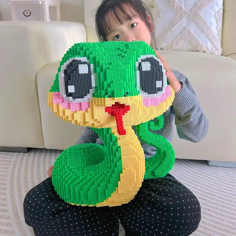 2026 new Snake Year New Super Large Green Snake Building Blocks Assembly Toy Puzzle Pendant Puzzle Toy Children'S Gift - ToylandEU