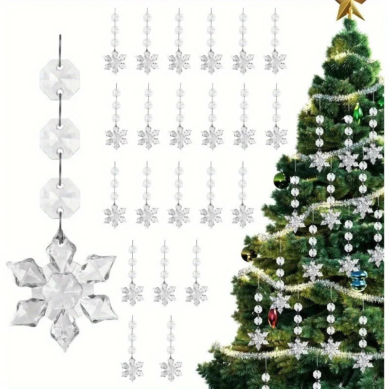 Acrylic Christmas Ornaments | Clear Snowflake Shape | 10 Piece Set for Trees