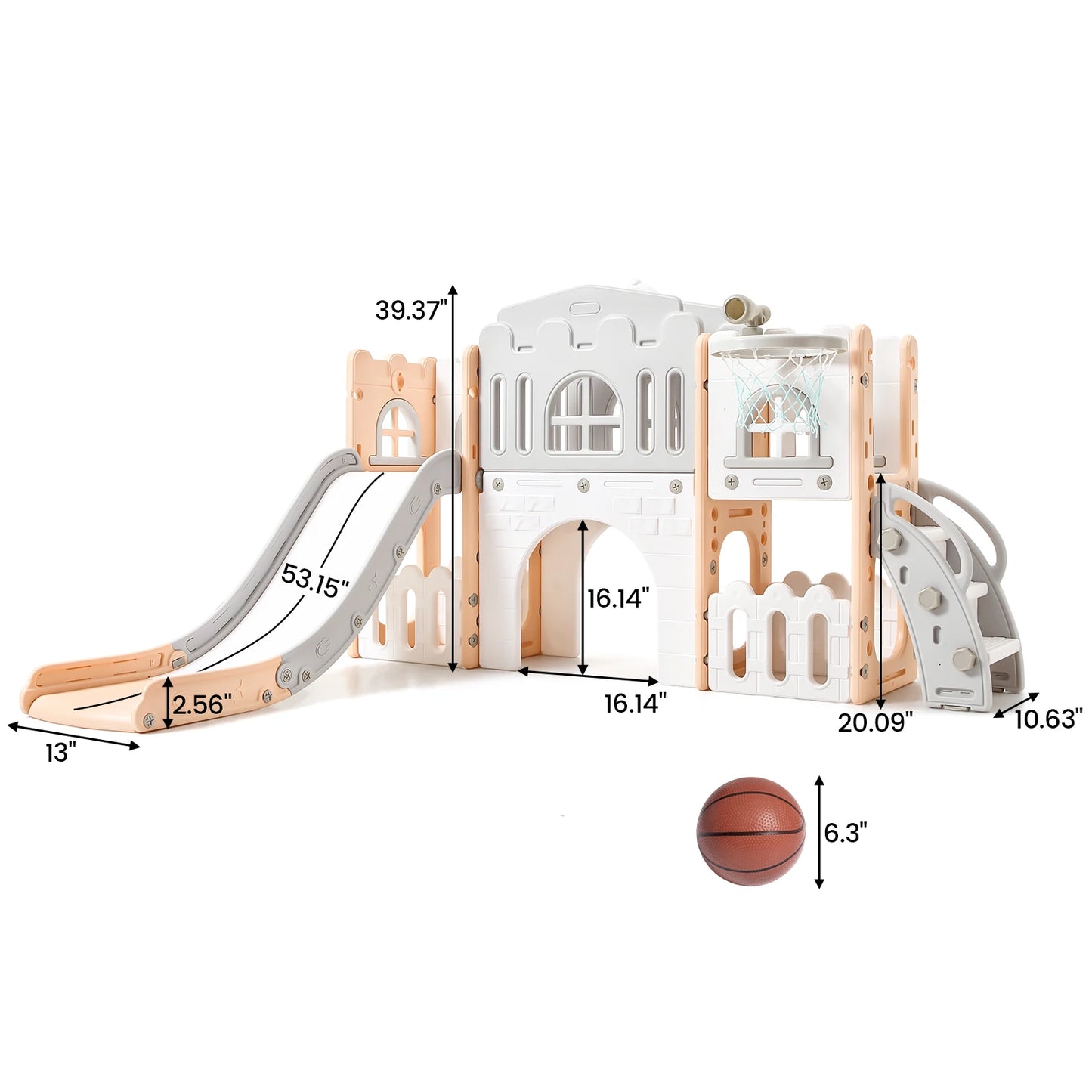 Eight In One Toddler Slide Indoor Playground Basketball Hoop