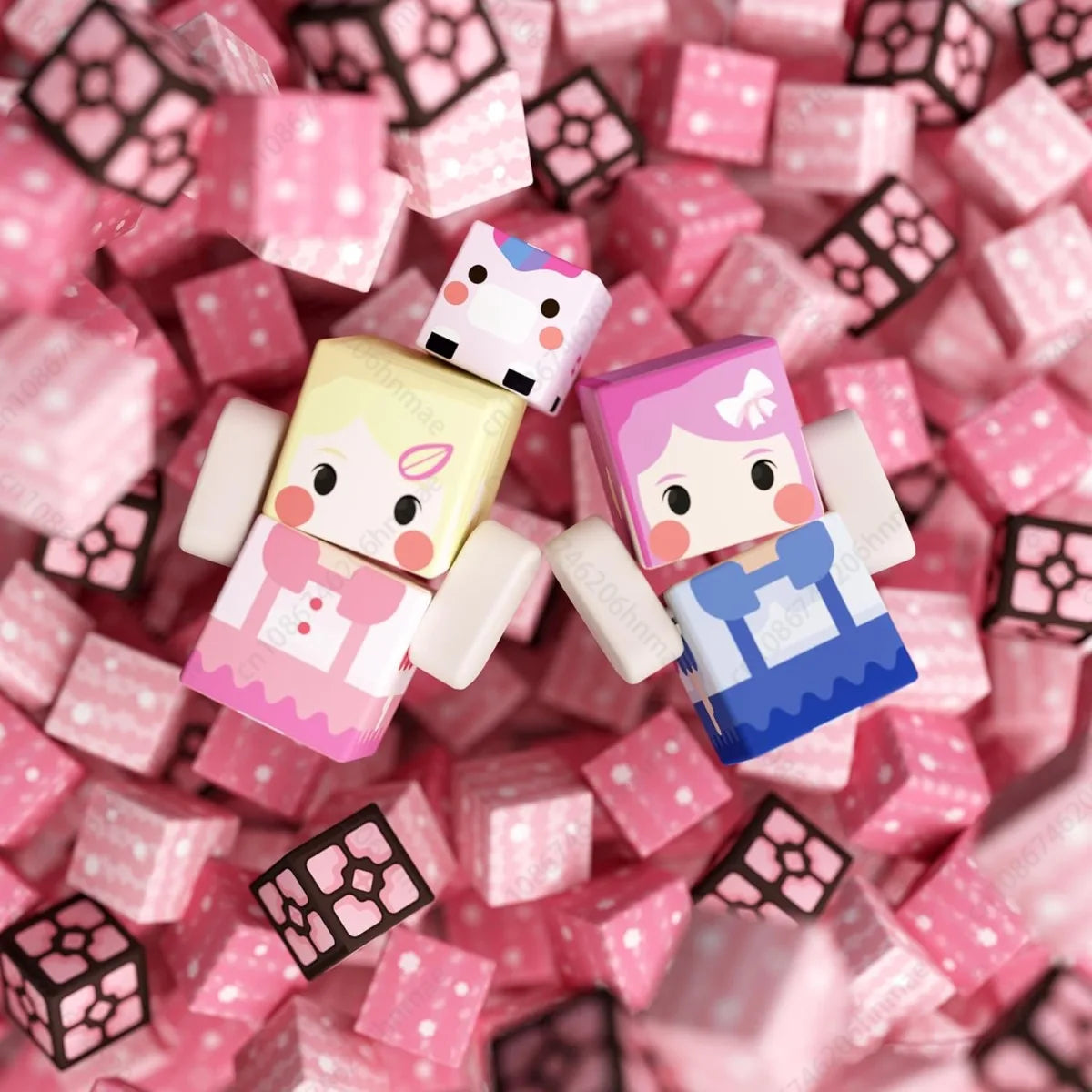 Magnetic Building Blocks | Pink Blossom Castle Theme | 20mm Cubes | Ages 3 Up