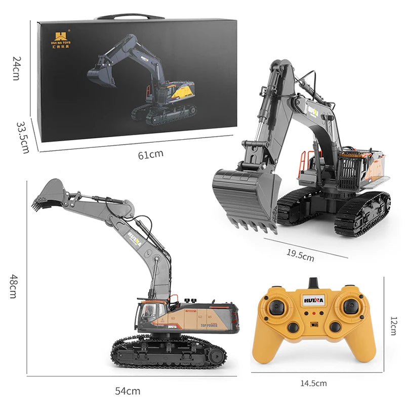 1592 1:14 Scale 22 Channels 2.4GHz RC Excavator in Black - ToylandEU