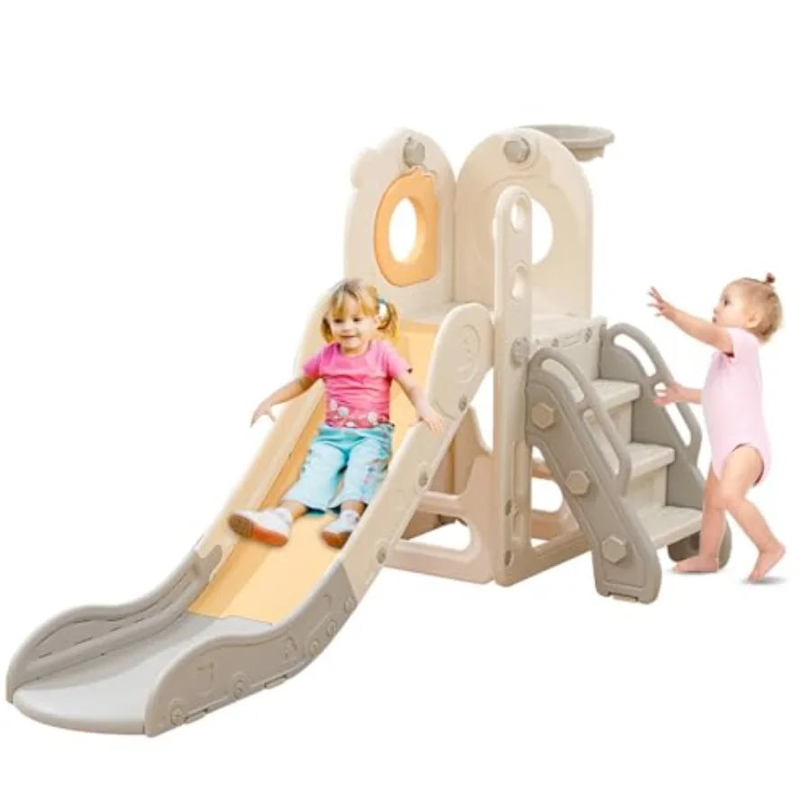 5 In 1 Toddler Slide Indoor Playset With Basketball Hoop