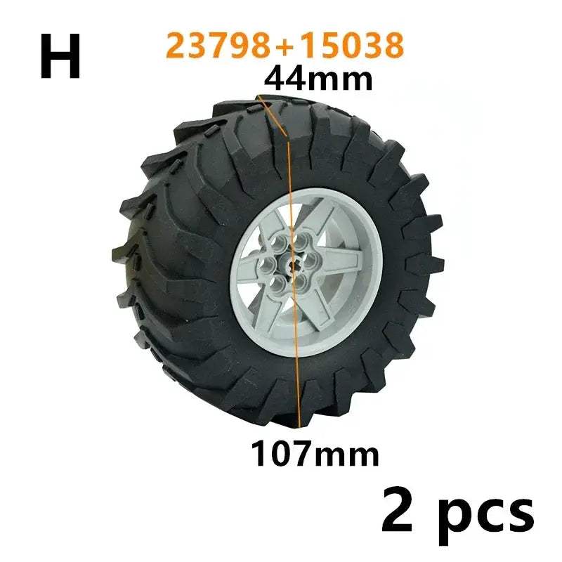 MOC Technical Tire Wheel Cross Hole Set Motorcycle Car Truck Wheels 44309 92402 32019 54120 11957 Construction Building Block - ToylandEU
