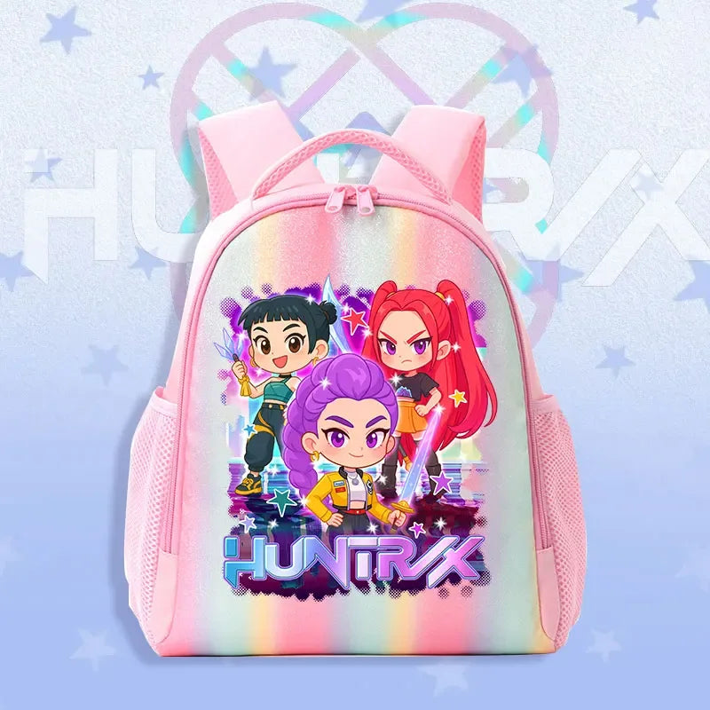 K Pop Demon Hunters Kids Backpack Rainbow Shoulder Bag