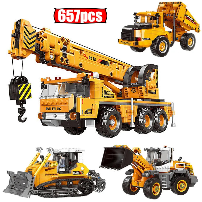 City technical MOC WheelLoader Car Heavy Mining Truck Crane Building - ToylandEU