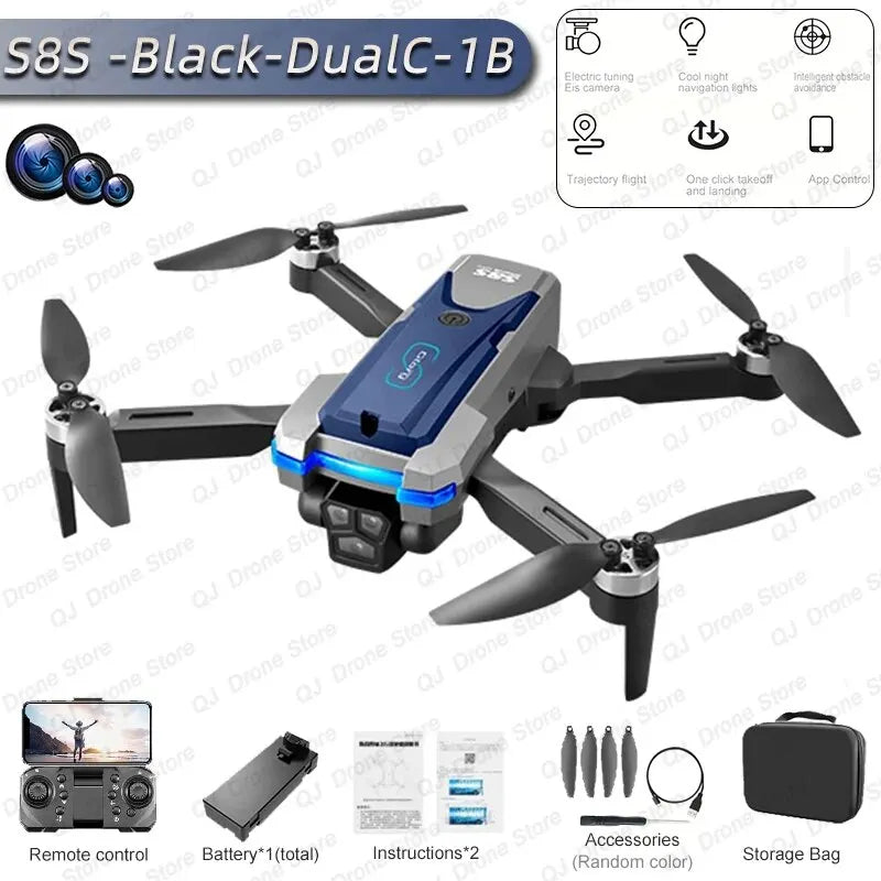 2023 S8S High-Definition Dual Camera Foldable RC Drone with Obstacle Avoidance ToylandEU.com Toyland EU