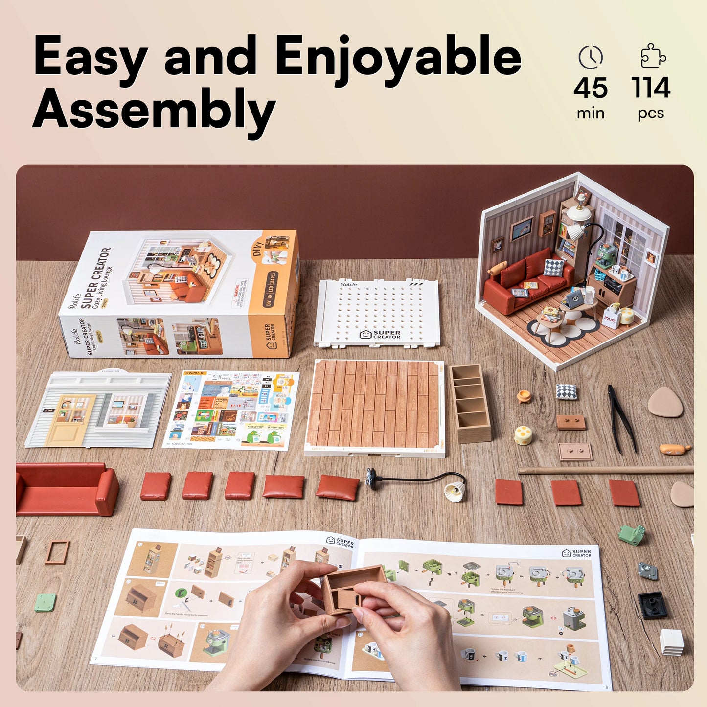 Cozy Living Lounge 3D Puzzle Kit - DIY Miniature Super Store Fun!