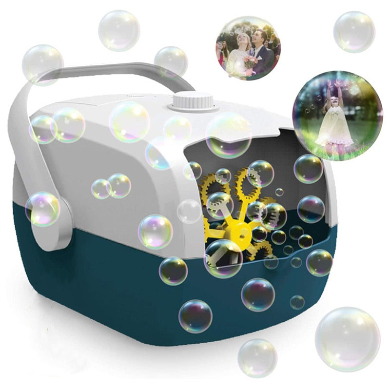 Portable Two-Speed Electric Bubble Machine for Kids Outdoor Fun