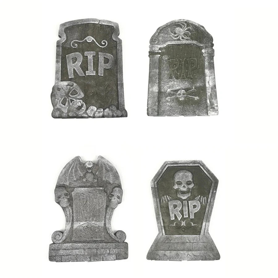 Halloween Tombstone Decor | 4 Piece Foam Set | Outdoor Yard Props | Home Party