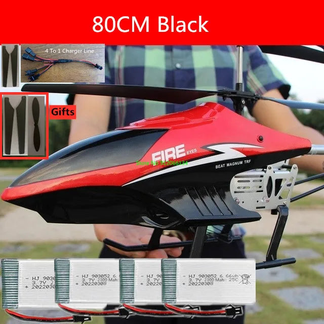 RC 150M Remote Control Large Alloy Electric Helicopter Drone Toy with LED Lights and Anti-Fall Design