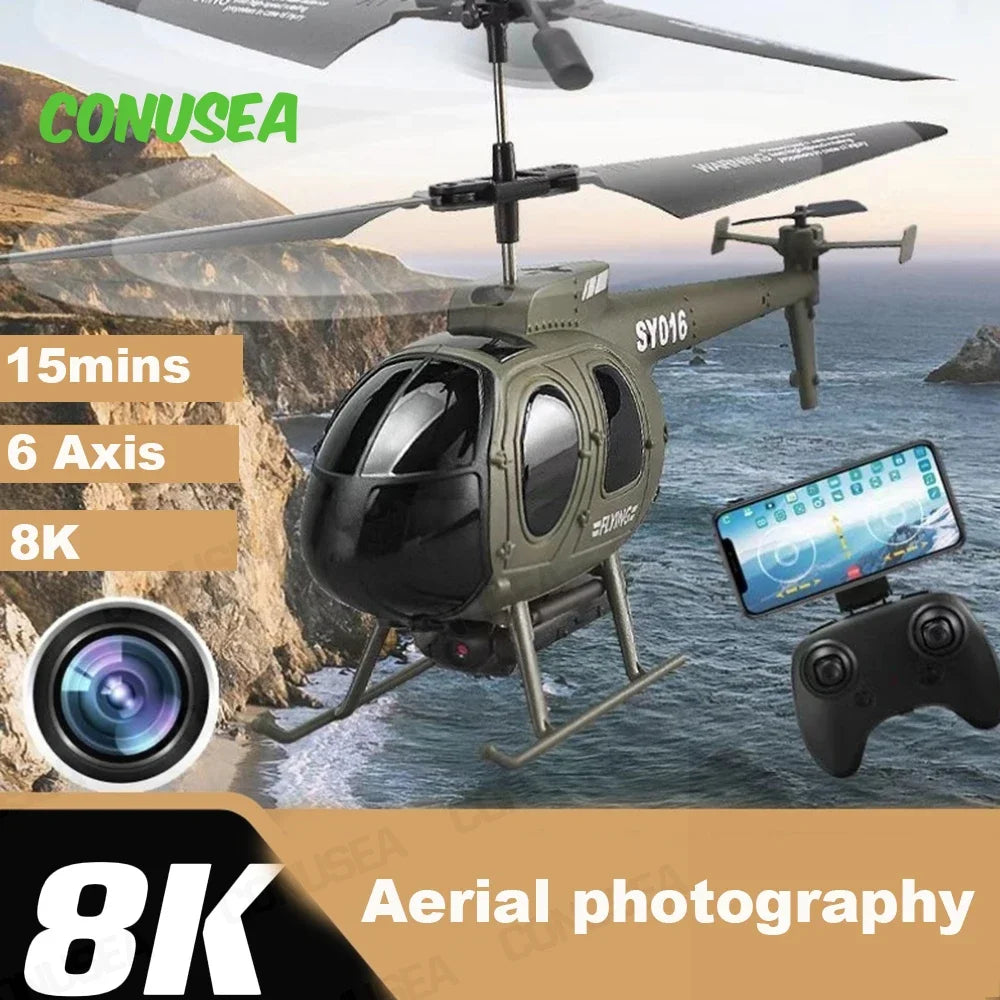 RC 4K HD Camera RC Helicopter Drone - Mini FPV Aircraft for All Ages, Wi-Fi Enabled with 6 Channels and Aerial Photography Features