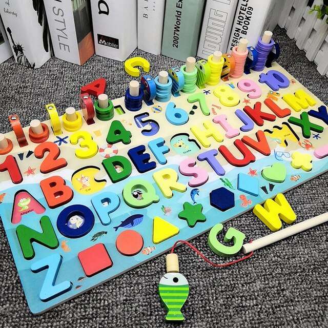 "Montessori Math Fishing Wooden Toy Board for Educational Learning, Ages 1-3" Toyland EU