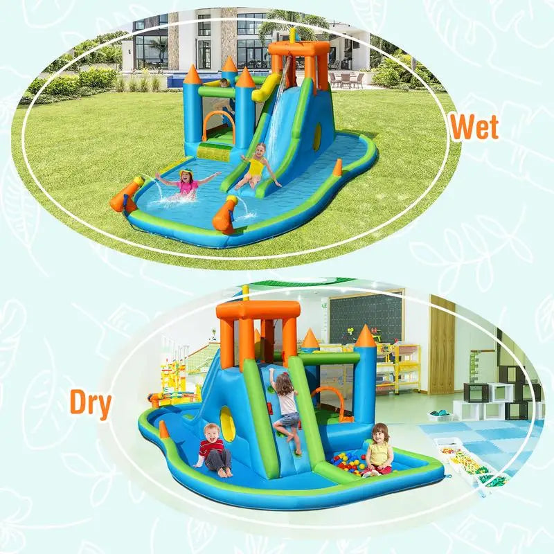 Inflatable Water Slide With Bounce House For Splash Pool Fun