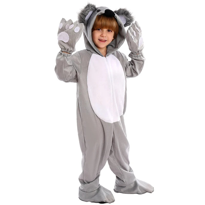 Unisex Koala Kids Costume with Gloves - Perfect for Halloween & Imaginative Play