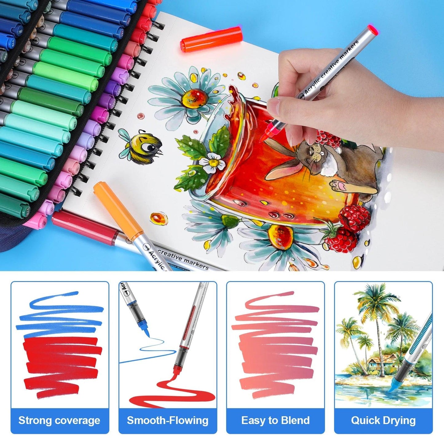 Acrylic Paint Markers | 120 Color Set | Toylandeu™