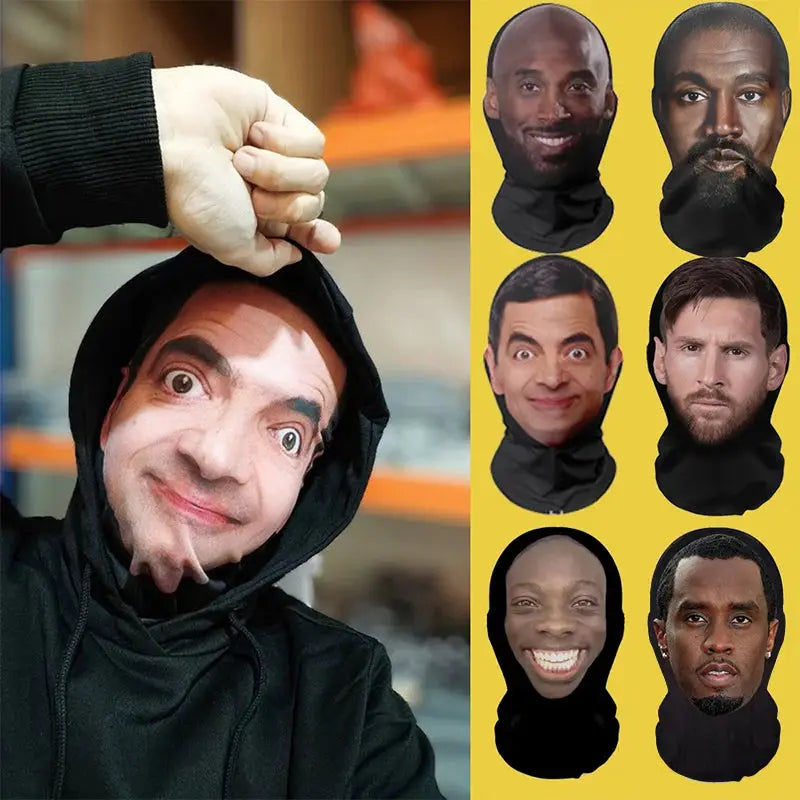 Funny Full Face Mask 3D Printed Celebrity Face Masks Elastic Mesh Halloween Cosplay Party Props Balaclava Headcovers - ToylandEU