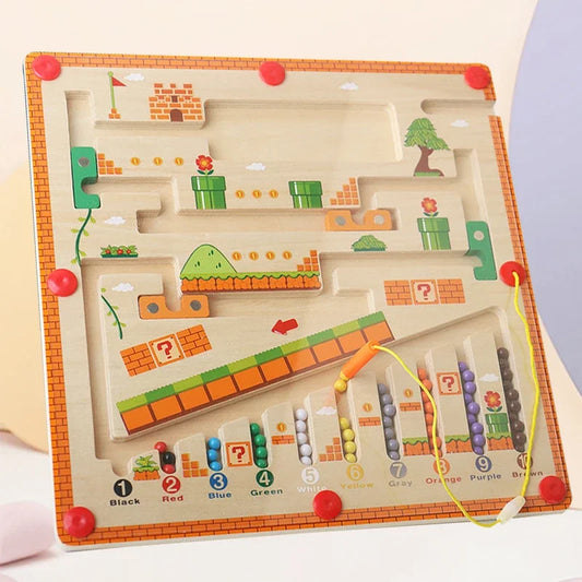 Wooden Color and Number Maze Educational Toy Set - Montessori Learning Toy for Children