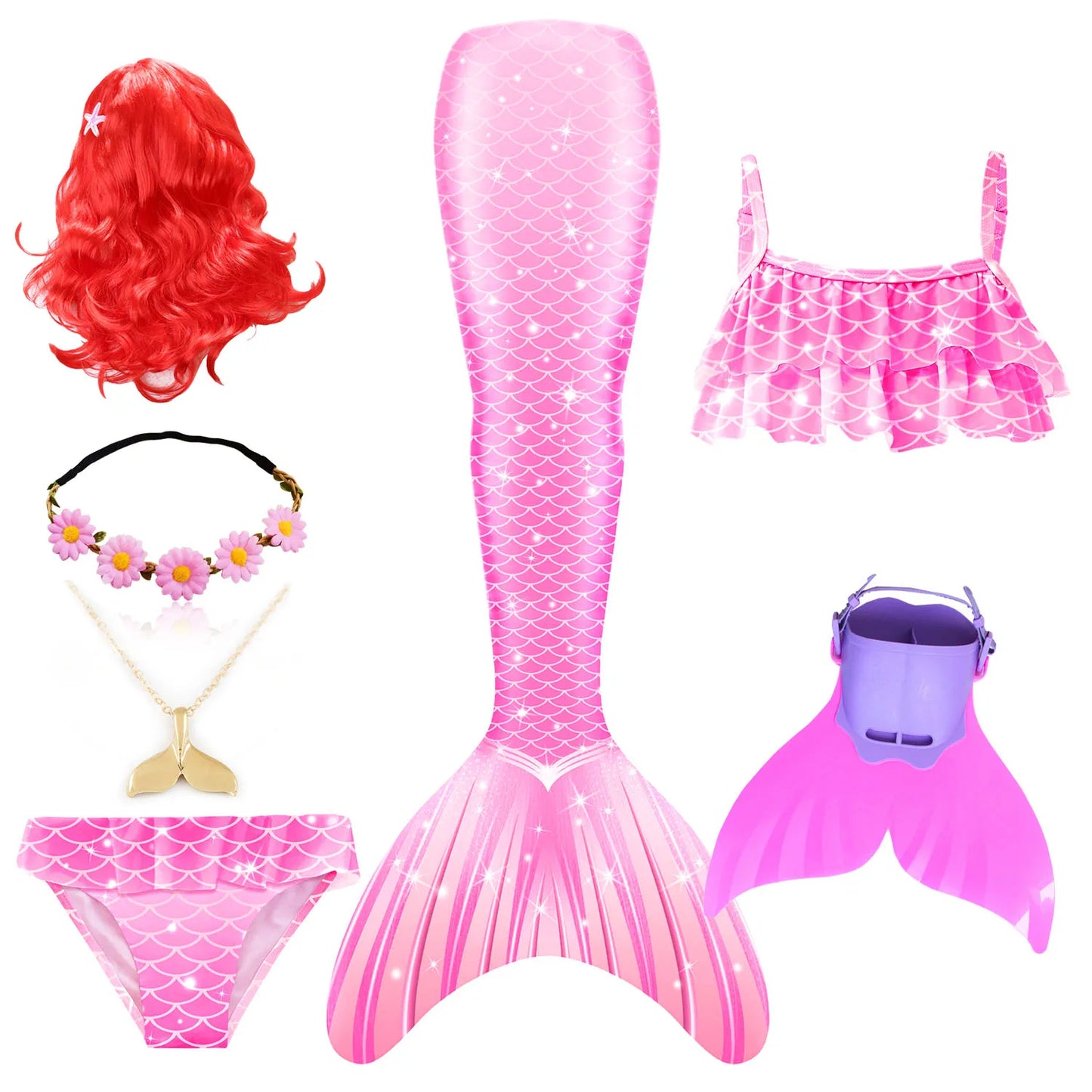 Mermaid Tail Swimsuit | Polyester | Costume Set With Skirt | Women