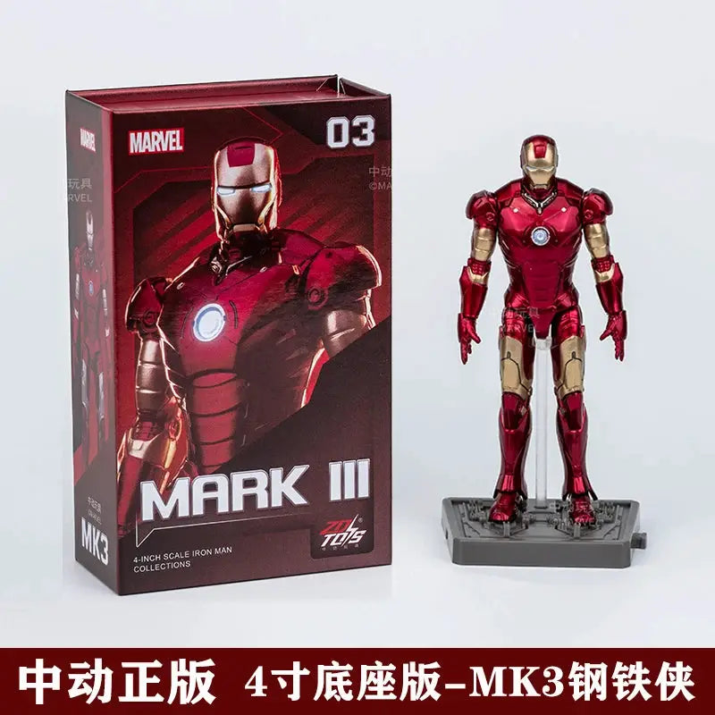 Hot Zd Toys Iron Man 4 Inches With Base Mk1 Mk2 Mk3 Mk4 Mk5 Mk6 Mk7 Action Figures Tony Stark Model Action Figure Gift - ToylandEU