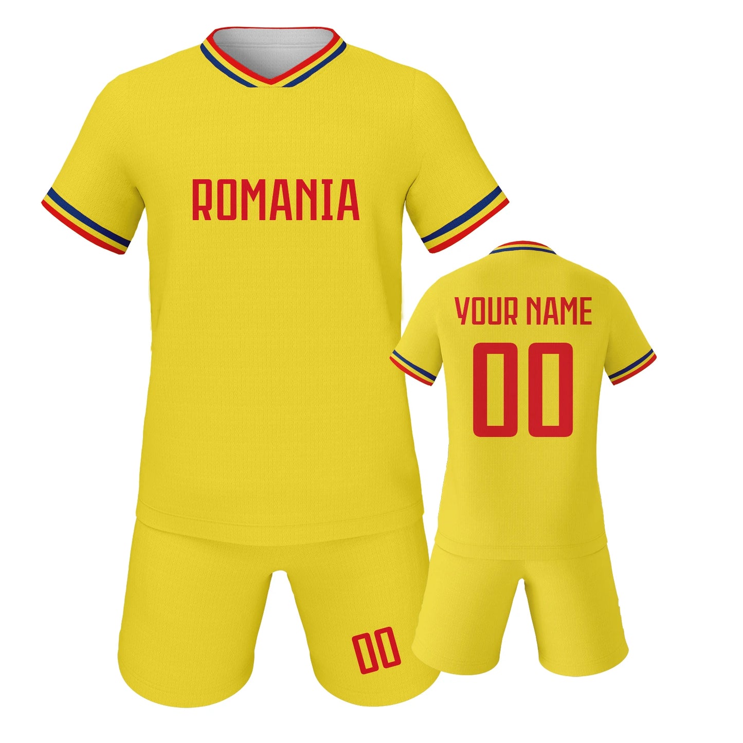 Personalized Romania Youth Soccer Jersey Kit - Custom Name & Number Football Uniform for Kids