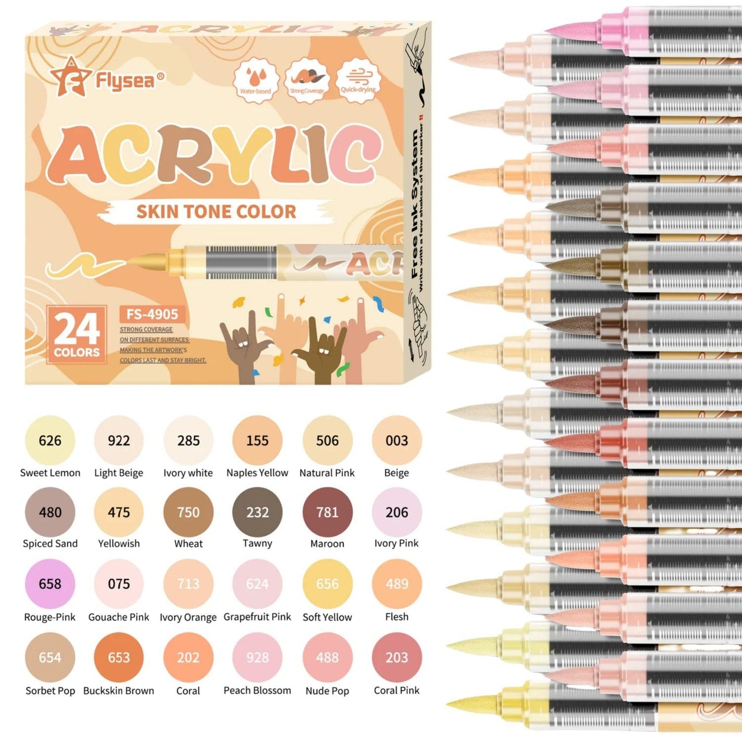 Skin Tone Art Markers | Waterproof Acrylic | Toylandeu™