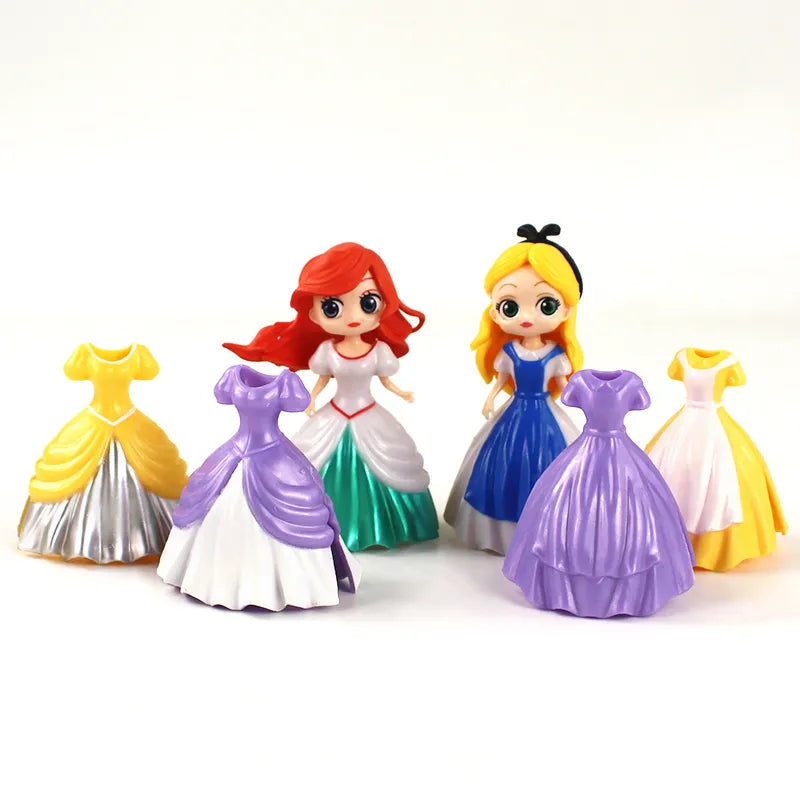 24-Piece Set of Disney Princess Themed Figurines Featuring Alice, Snow White, Belle, Cinderella, and Rapunzel