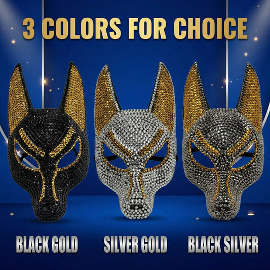 Wolf Head Animal Mask Fashion DIY Handmade Full Rhinestone Mask Unique Party Theme Mask Suitable for Men and Women - ToylandEU