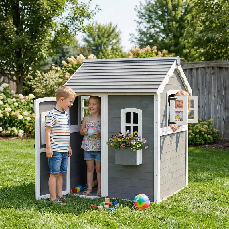Outdoor Wooden Playhouse For Kids With Imaginative Play