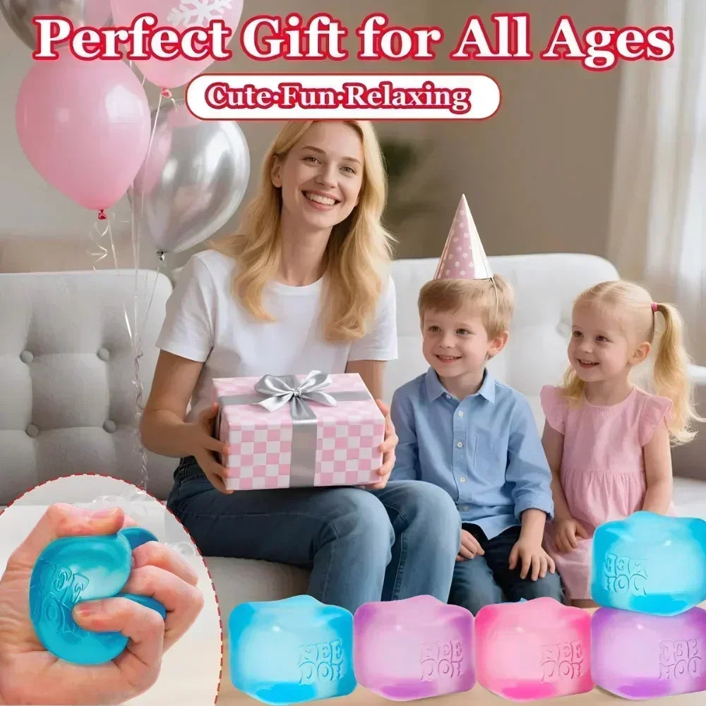 Squishy Fidget Toy | Soft Jelly Squeeze | Stress Relief | Jellyfish Cube Set