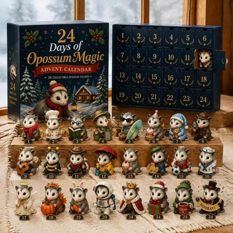 Advent Calendar | 24 Day Highland Cow Mini Figures | Numbered Compartments | Farmhouse Holiday Decor