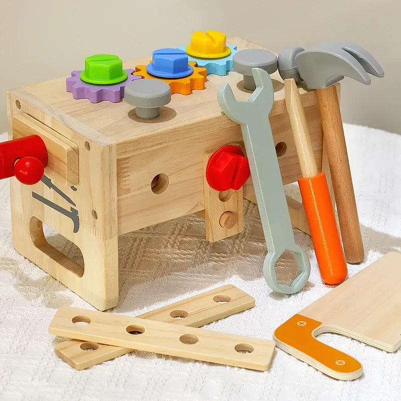 Baby Wooden Repair Toolbox Montesori Toys Table Toys for Kids Screw