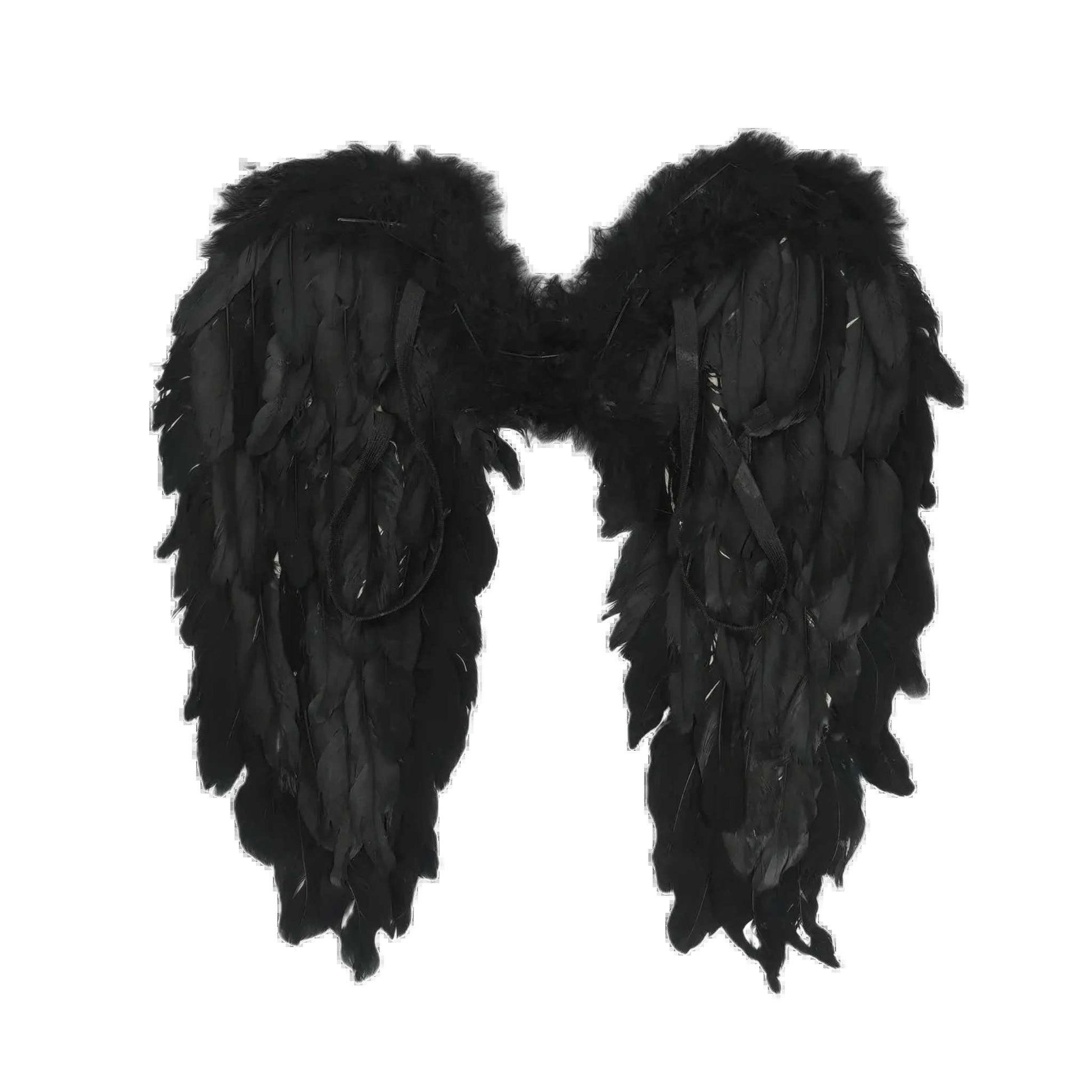 Fallen Angel Costume Wings for Kids and Adults - Black and White Feather Accessories for Halloween and Carnival Parties