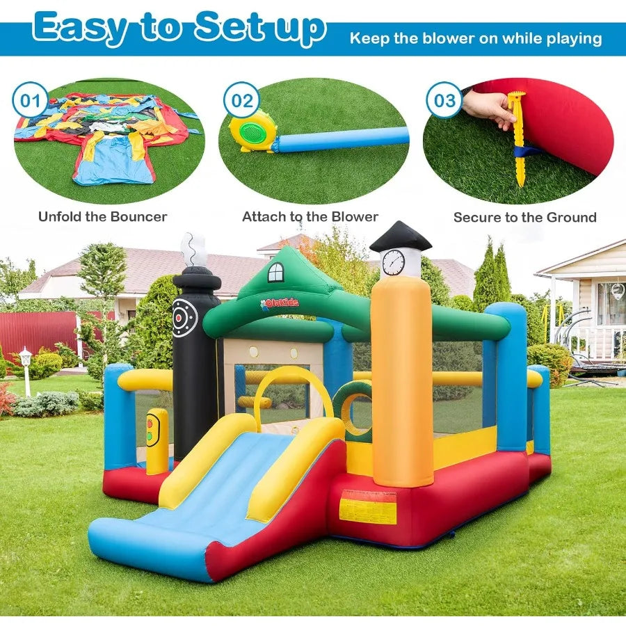 Train Theme Inflatable Bounce House With Slide And Ball Pit