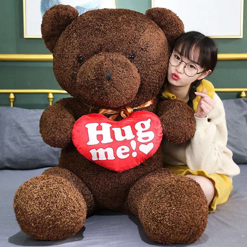 110cm Lovely Teddy Bear Plush Toys Cute Bear Holding Heart Accompany - ToylandEU