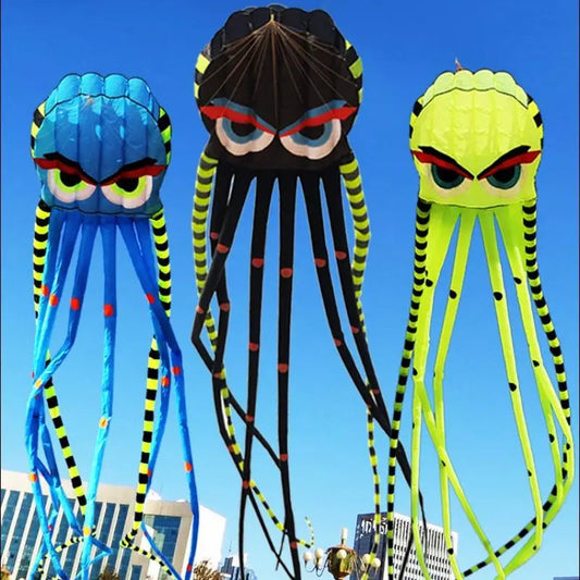 Large 3D Striped Octopus Kite - 8-Meter, Four-Color, Soft and Foldable - ToylandEU