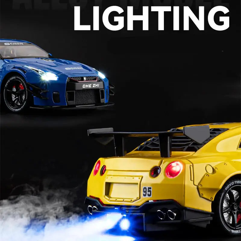 1/24 Silvia GTR GT-R R35 Alloy Sports Car Model Diecast Metal Racing Vehicles Car Model Sound and Light With Spray Kids Toy Gift - ToylandEU
