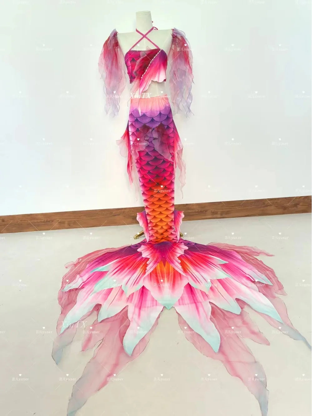 Mermaid Costume | Knit Tail Polyester Spandex Organza | Includes Bra | Women