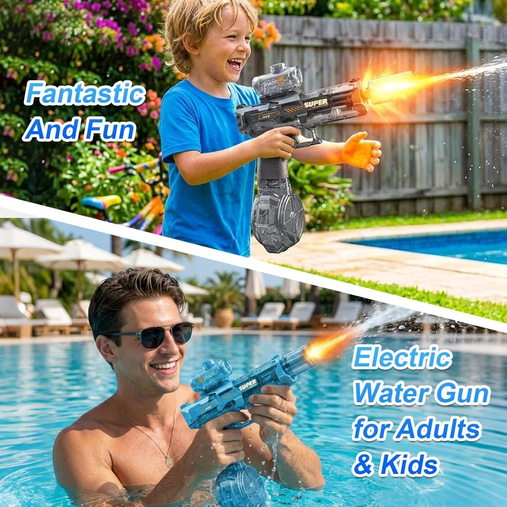 Electric Water Gun | LED Light Fire Effect | Water Storage Tank