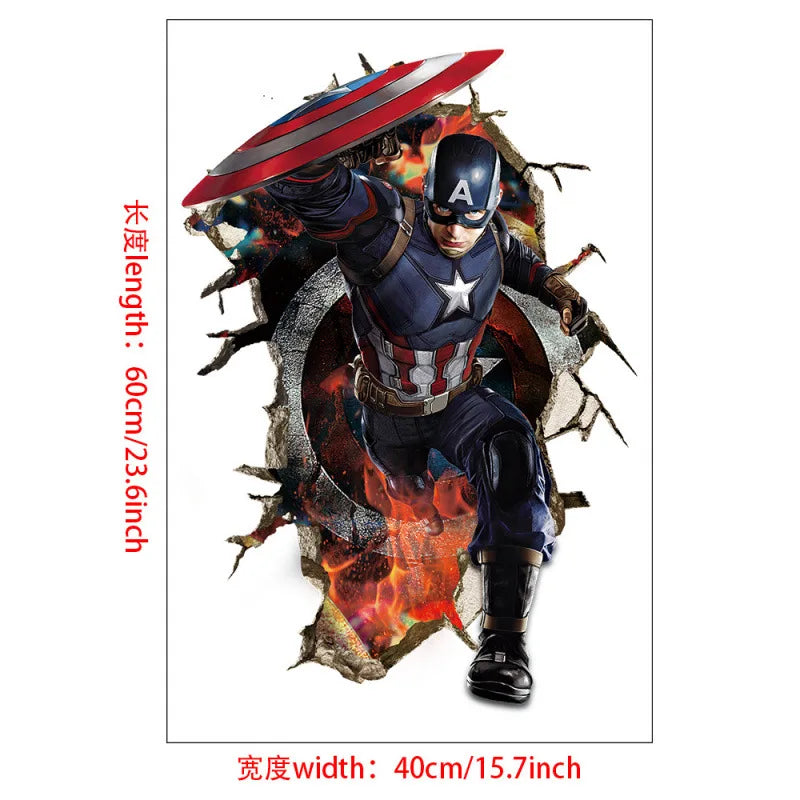 3D Wall Sticker | Avengers Theme | 60x40 cm | Hulk Iron Man Captain America Thor