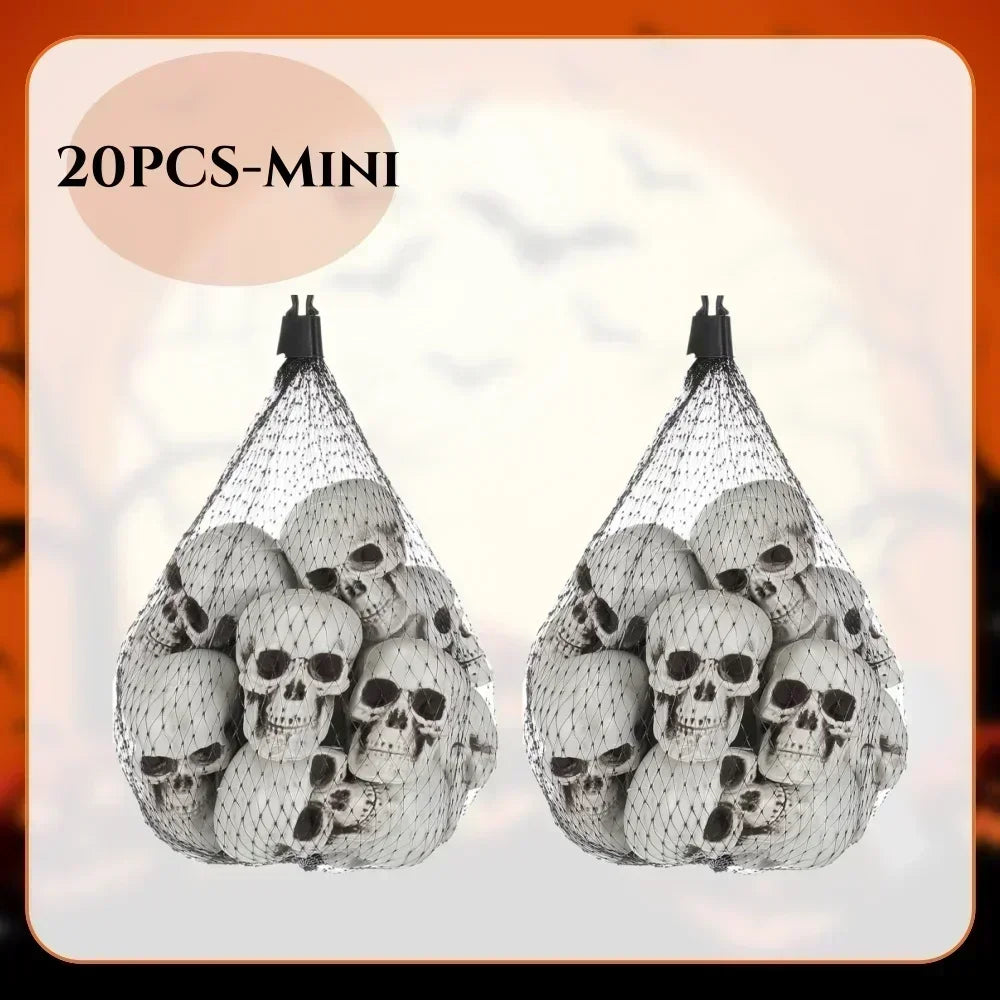 Mini Halloween Skull Heads | Plastic Material | Assorted Sizes | Desk Decor