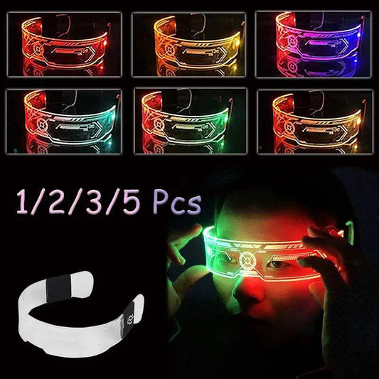 LED Colorful Glowing Glasses Neon Party Christmas Halloween Decoration LED Glowing Glasses Props Holiday Performance Props - ToylandEU