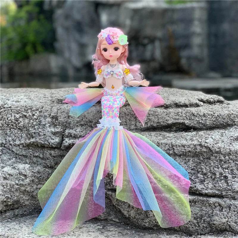 45cm Mermaid Doll Girl Toy Blue Eyes Princess Wedding Dress - ToylandEU