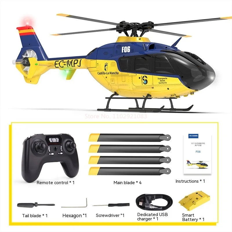 F06 Remote Control Helicopter Simulator Ec135 One-key Inverted 3d - ToylandEU