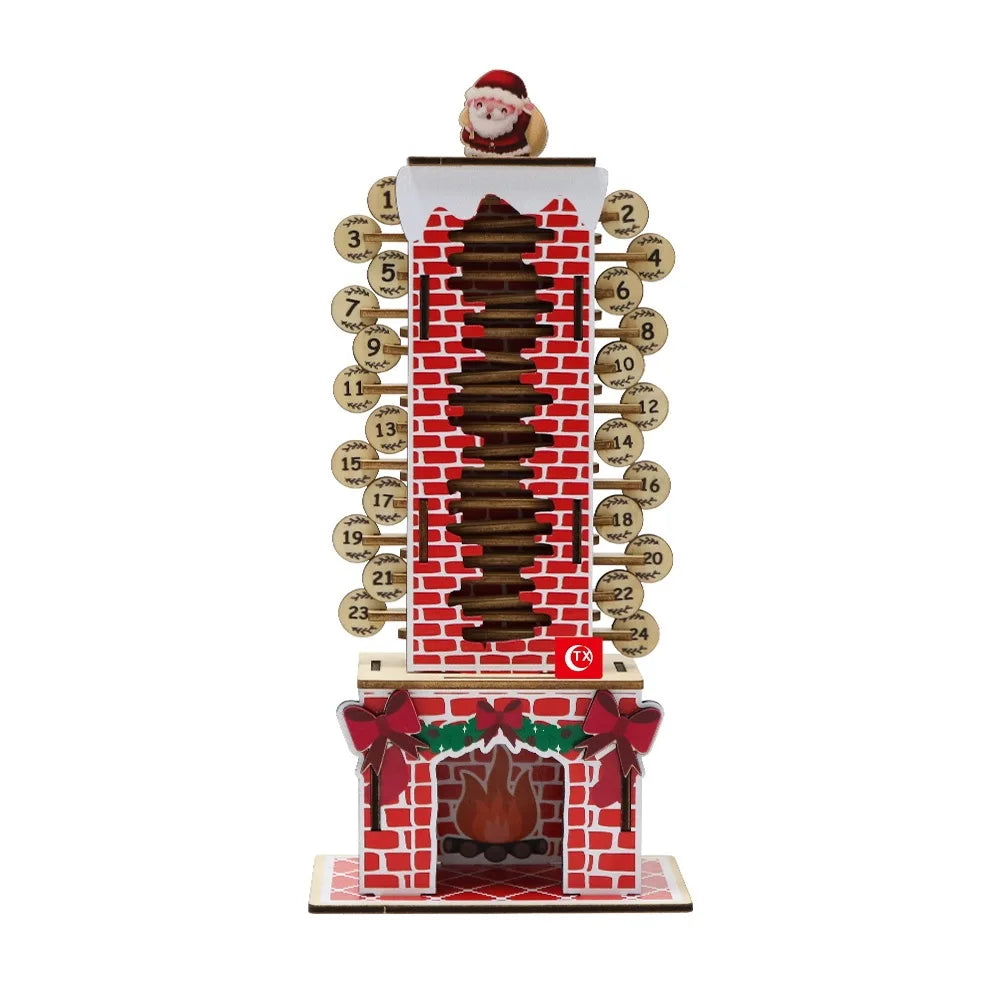 Advent Calendar | 24 Day Wooden Santa Chimney | DIY Tabletop Ornament | Home Desktop Christmas Decor