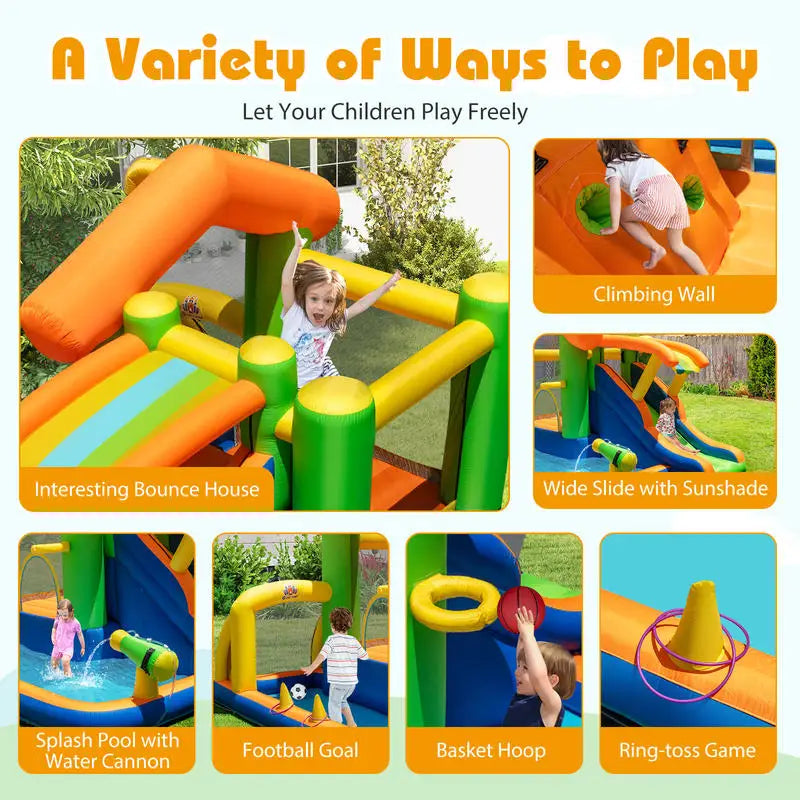 8-In-1 Inflatable Water Park Bounce House Without Blower