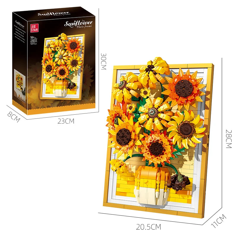 3D Puzzle Frame Kit | 1011 Pieces | Van Gogh Sunflowers | One Size