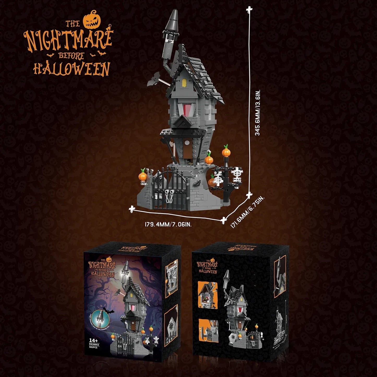 Nightmare Halloween Light Up Castle Building Block Set - ToylandEU