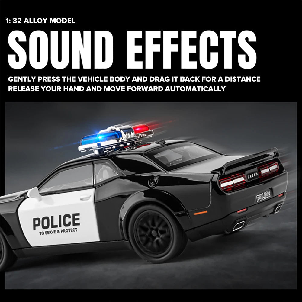 Dodge HellCat 1/32 Scale Metal Police Diecast Toy Car with Sound and Light Effect - ToylandEU