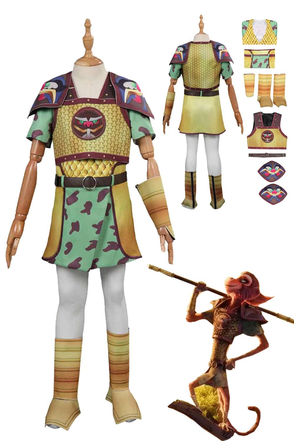 Children's Monkey King Cosplay Costume - Unisex Halloween Roleplay Outfit for Boys and Girls