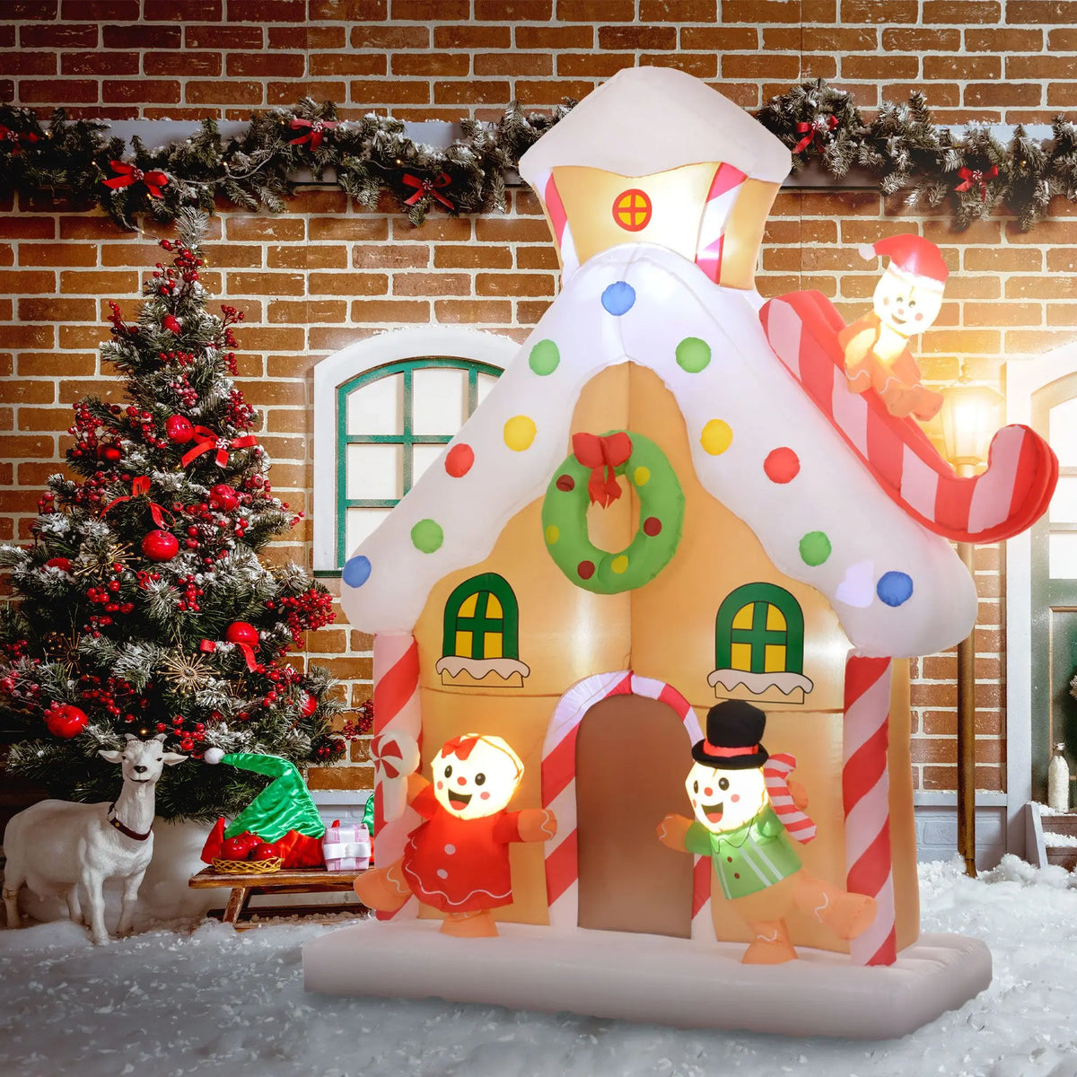 Inflatable Gingerbread House | 7Ft Large Scale | Integrated Led Illumination